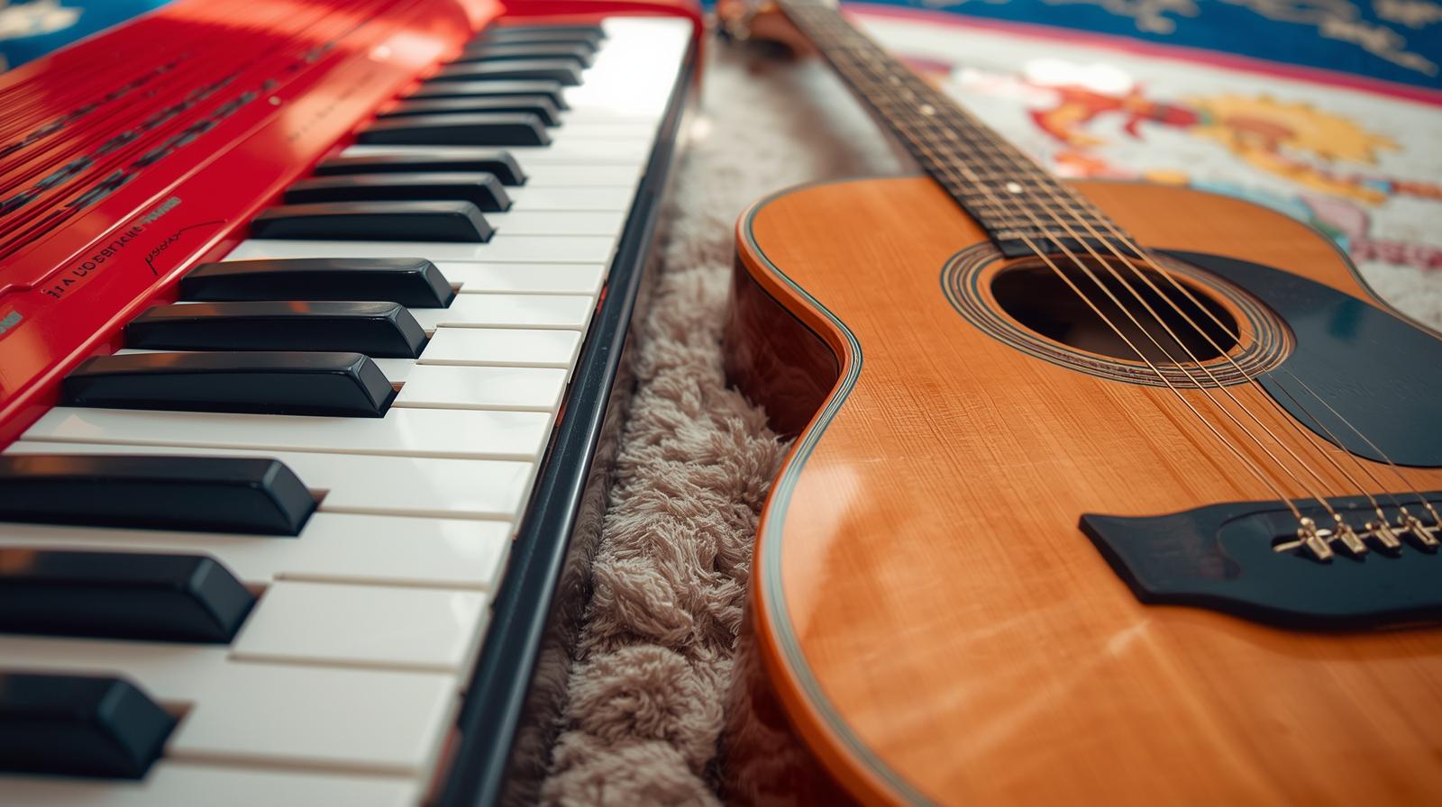 crestcross piano keyboard and guitar